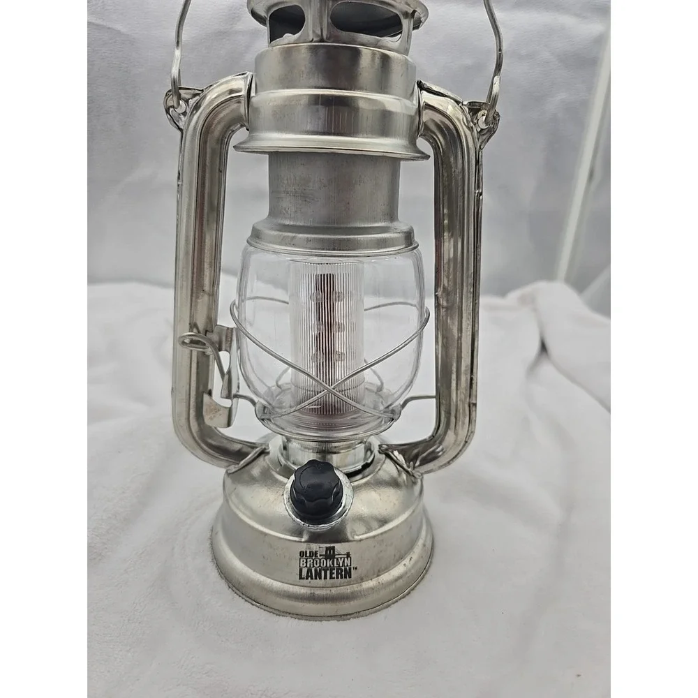 Olde Brooklyn LED Old Style Lantern - Dimmable Silver Two D Battery Operated